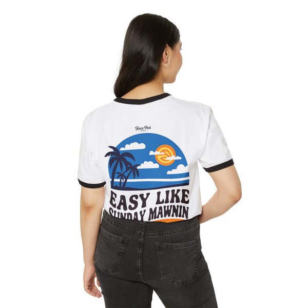 Easy Like Sunday Mawnin Reversed - Unisex Cotton Ringer T-Shirt