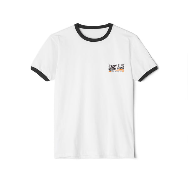Easy Like Sunday Mawnin Reversed - Unisex Cotton Ringer T-Shirt