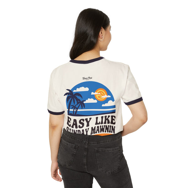 Easy Like Sunday Mawnin Reversed - Unisex Cotton Ringer T-Shirt